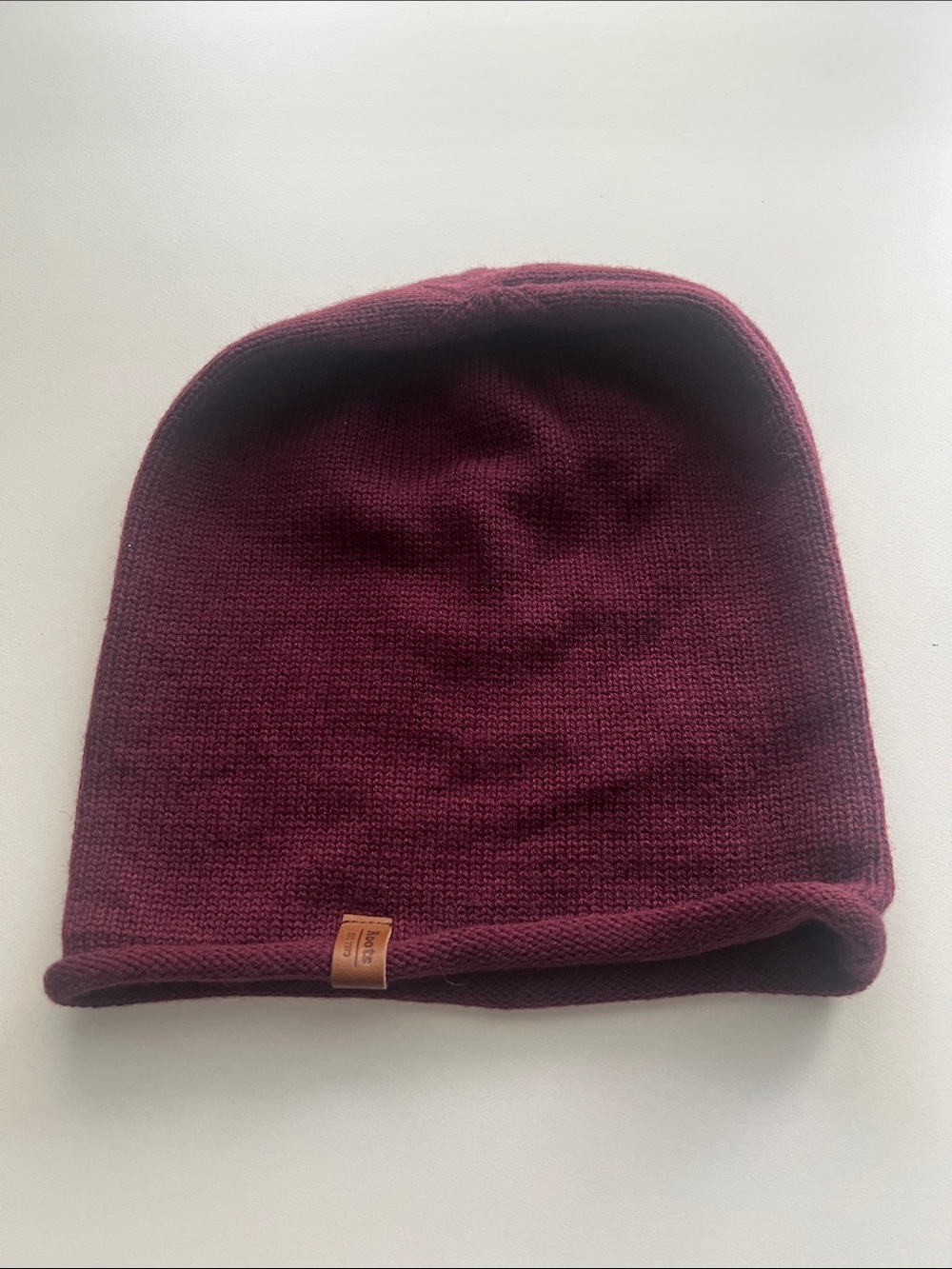 Roots Burgundy Maroon Slouchy Knit Toque Hat Wool Blend